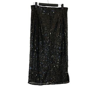 NEW J. Crew Collection Sequin Midi Skirt Size 4 Black Black Tie Party Night Out